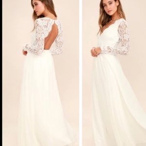 Lulus Lace White Maxi Dress Keyhole Bridal